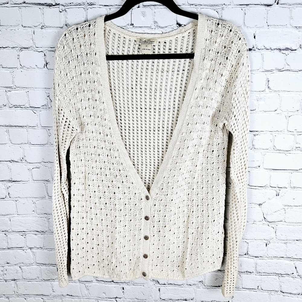 Lucky Brand Cream Button-Up Cardigan